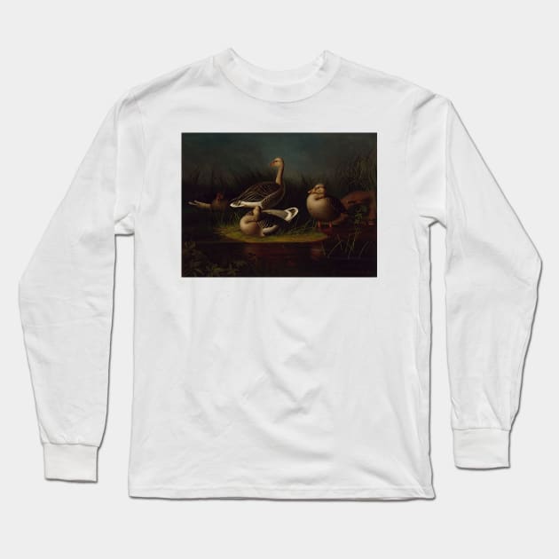 Greylag Geese, Copy After Ferdinand Von Wright by Magnus von Wright Long Sleeve T-Shirt by Classic Art Stall